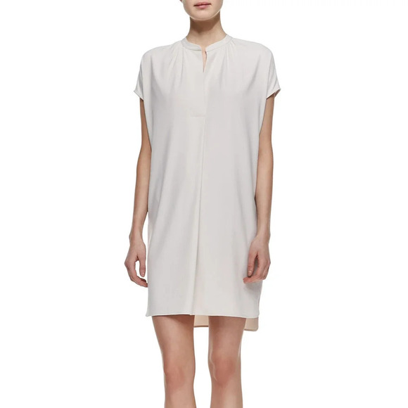 Vince Dresses & Skirts - Vince Short Sleeve Popover Shift Dress Beige Size S